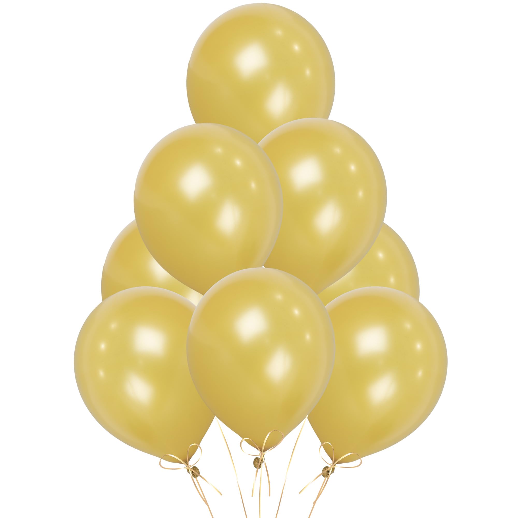 Gold Balloons 10 Pack, Large 12 Inch Thick Latex Biodegradable Helium Party Balloons for Birthday, Wedding, Baby Shower, Valentine's Day Events Decoration for Balloon Arch Garland