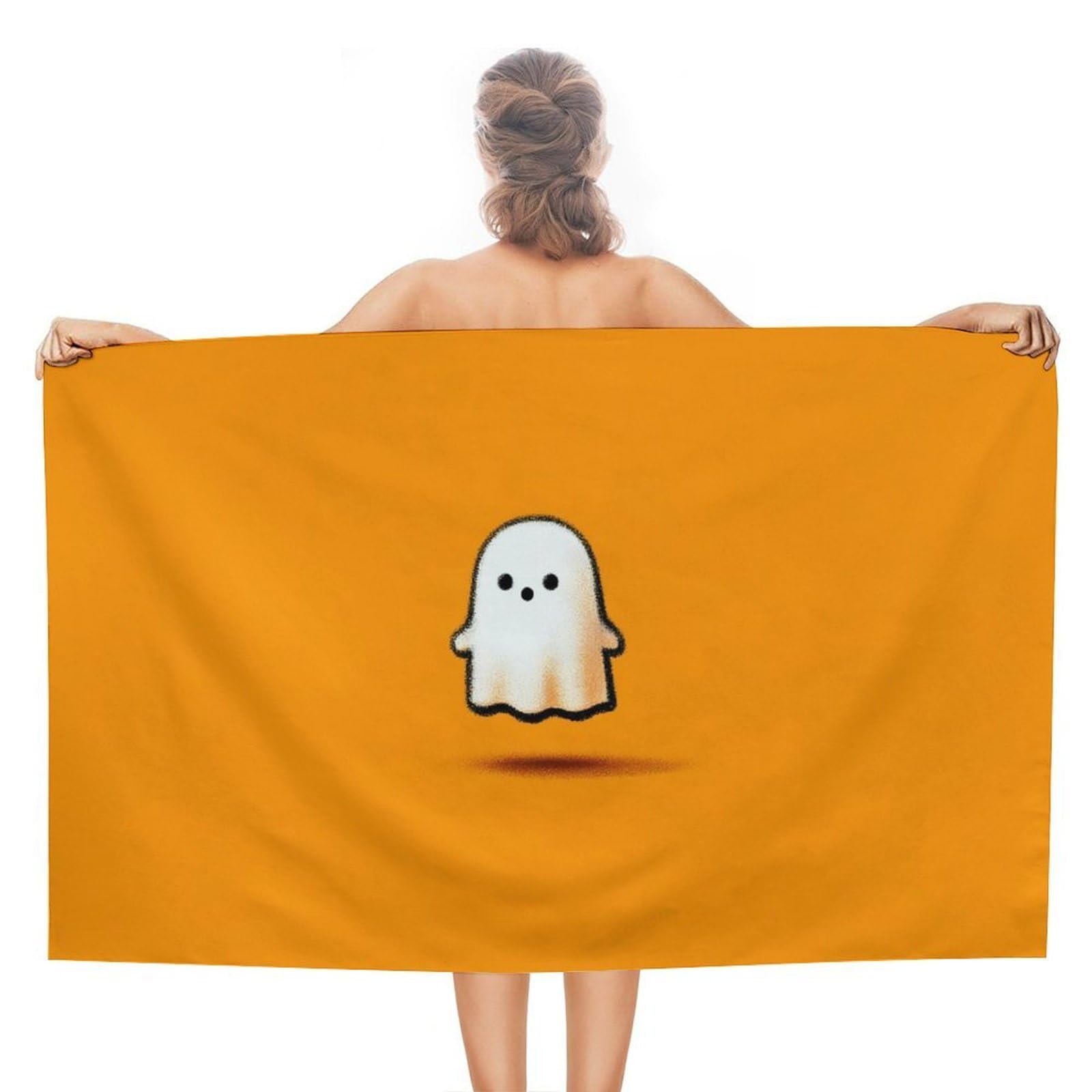 LSRCPD Minimal Cartoon Ghost Beach Towel Sand Free Microfiber Large Shower Towels Multipurpose Absorbent for Bathroom Pool 130x80 CM
