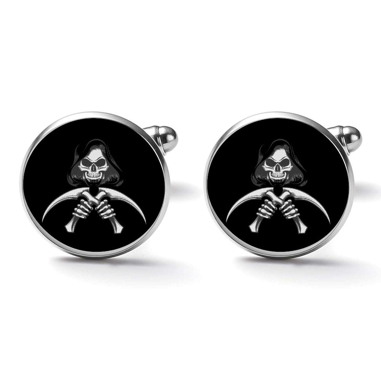 Death Grim Reaper Cuff Links Mens Jewelry Tuxedo Studs Shirt Cufflinks Accessories Wedding Business Party 2.0cm