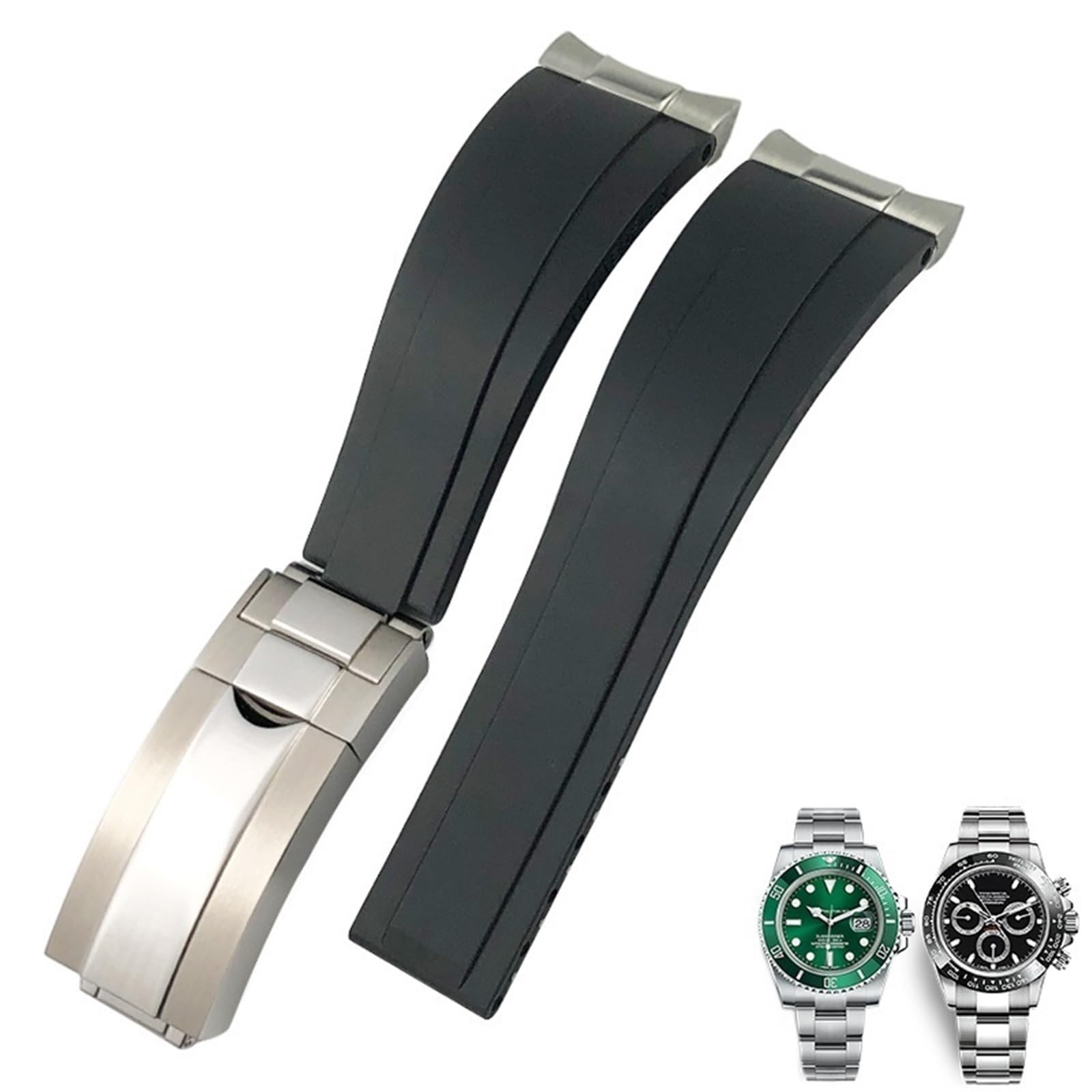 Bracelet montre caoutchouc 20mm style Yacht Master en silicone premium - 7