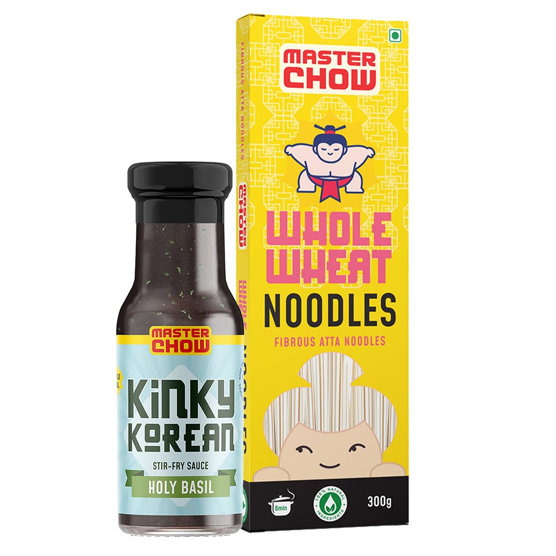 MasterChow Healthy Noodle Pack - Whole Wheat Noodles (300 gm) and Holy Basil Kinky Korean Stir Fry Cooking Sauce (220gm) | No Artificial Color | No Maida, Not Fried |Fresh From the Kitchen | Serves 4-5 Meals (B091MDMDZT) Amazon Price History, Amazon Price Tracker