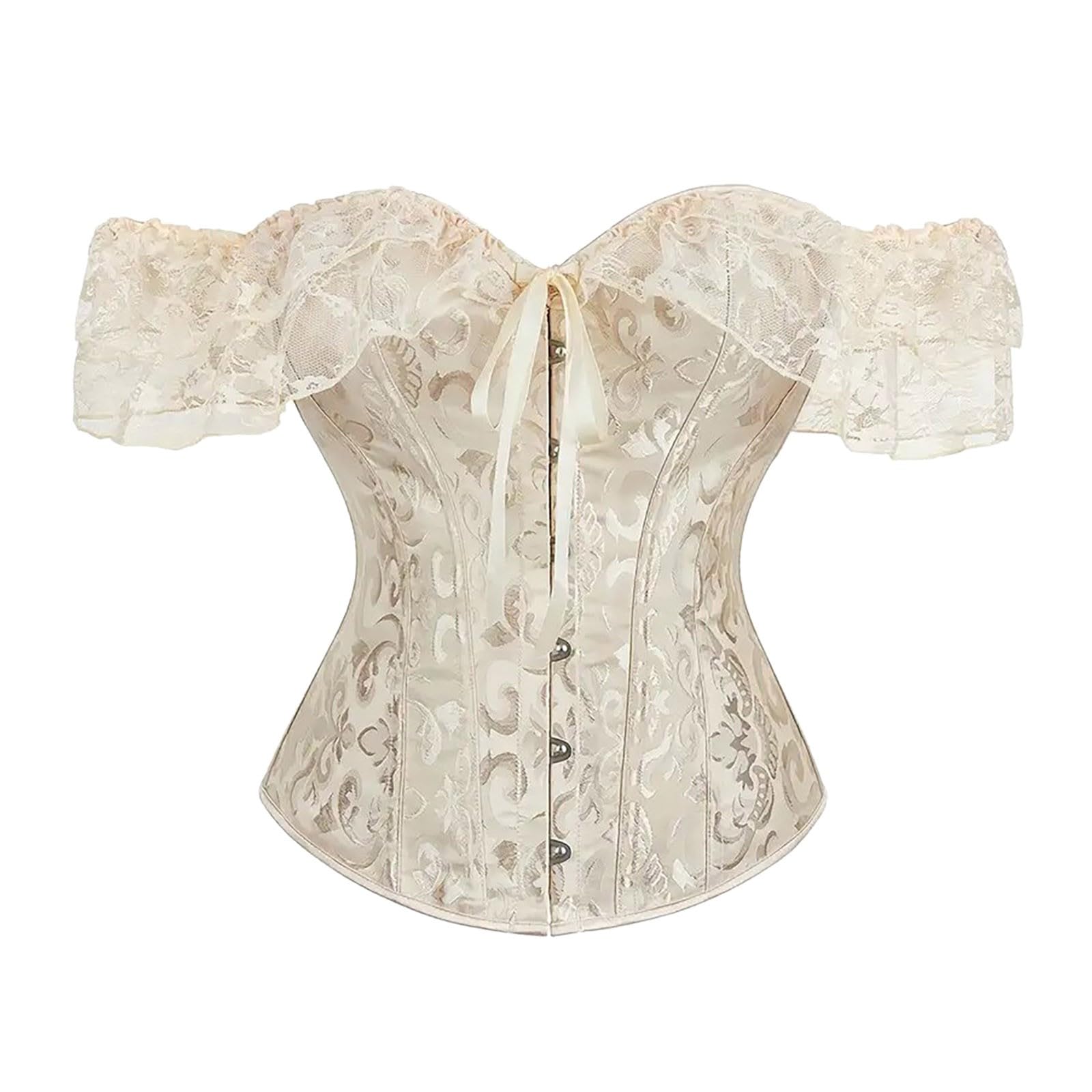 Generisch Elegante corsetto in broccato con maniche ad aletta, da donna