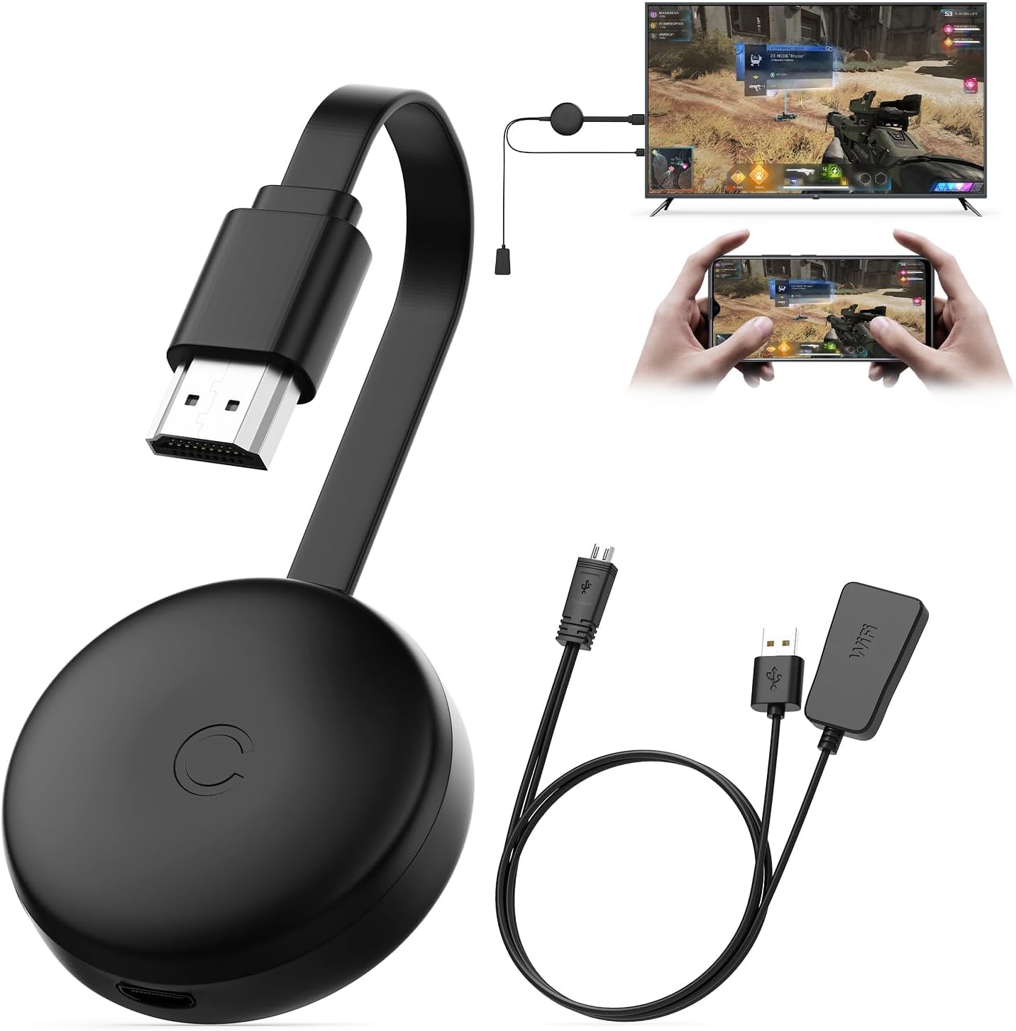 Miracast Wireless HDMI Dongle Adapter, Ricevitore Screen Mirroring per iOS/Android/Windows/macOS/Laptop/Tablet su TV/Monitor/Proiettore, HDMI Extender compatibile con AirPlay, Miracast, DLNA