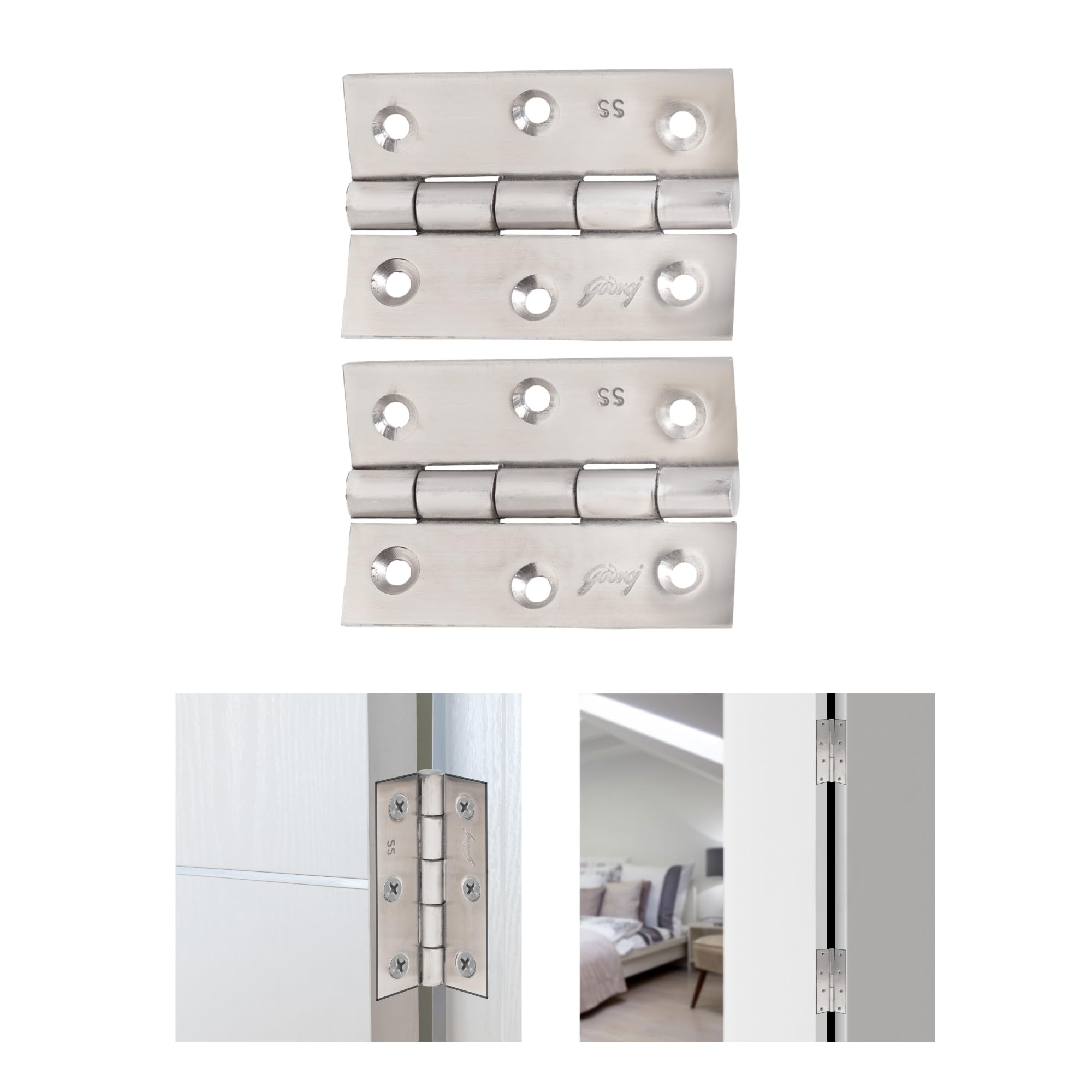 Godrej Door Hinge| Hinge for Doors & Windows | Thickness Upto 2.5 mm | Premium Look | Satin Finish | 10 pcs | 1 Year Warranty