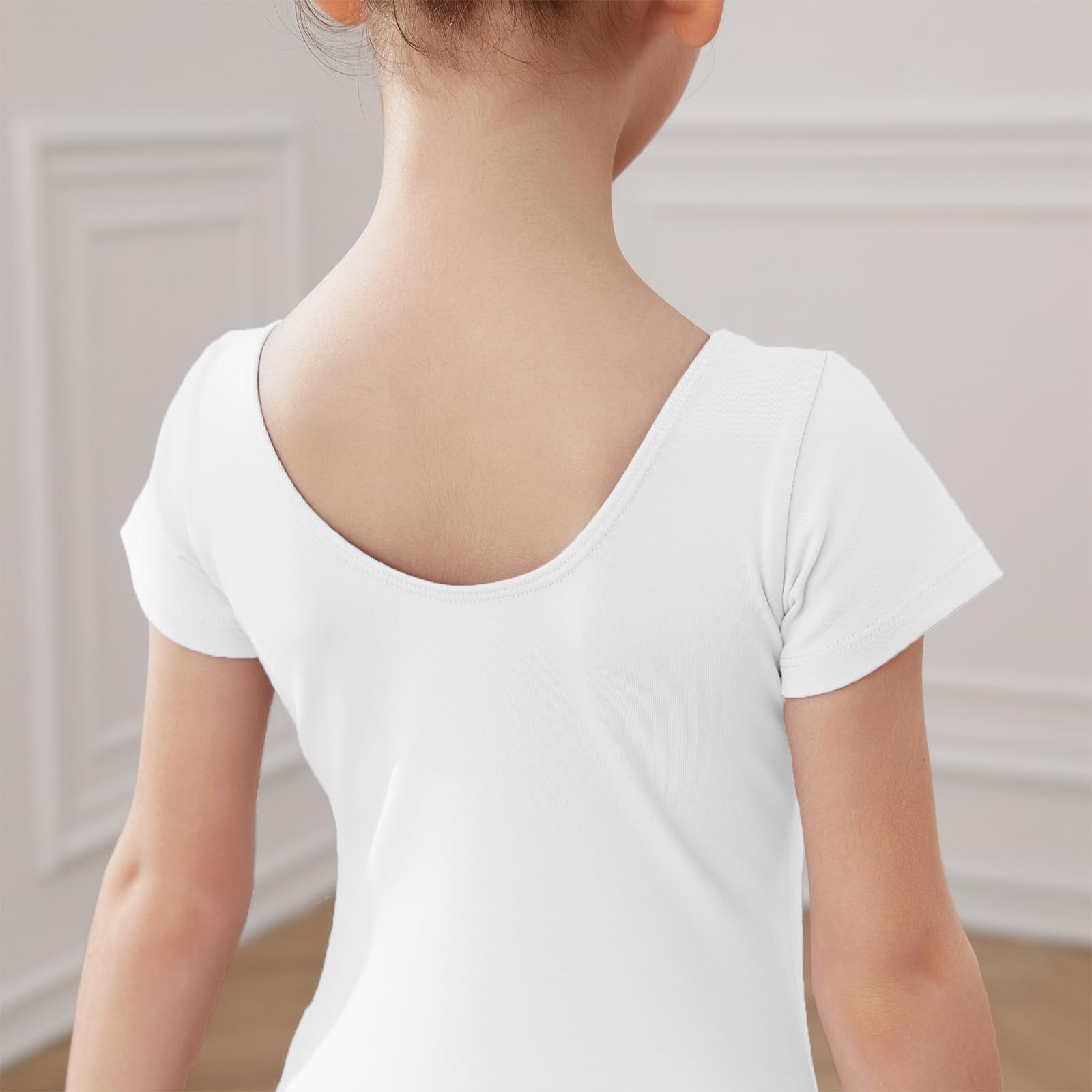 HIPPOSEUS Maillot de Ballet Danza para Niña Mangas Corta Ballet Body Leotardos Danza Clásico Gimnasia Ritmica, AM0019DX