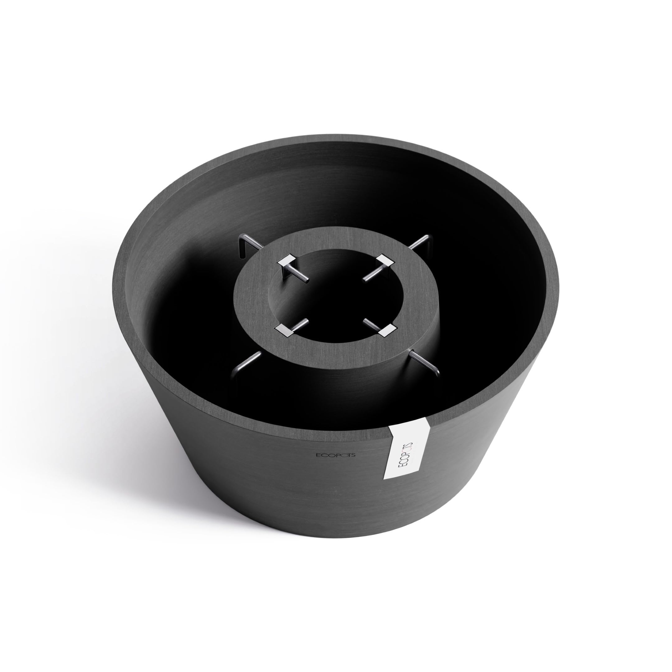 Ecopots Weihnachtsbaumständer Dunkelgrau aus recyceltem Kunststoff, stabil & UV-beständig für Bäume bis 3m Höhe, innen & außen geeignet