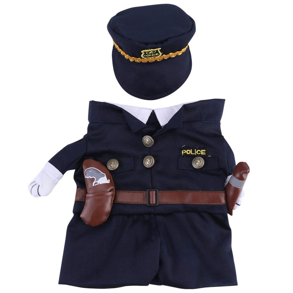 Pssopp [Multiple Colors] Pet Cosplay Outfit Funny Dog Cat Party Costume Puppy Police Uniform Pet Cosplay Clothes For Halloween Christmas Theme Party (S)