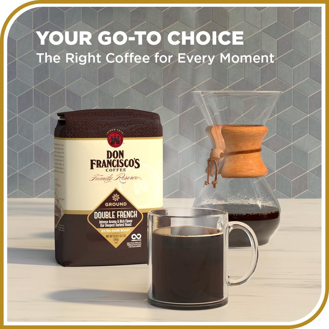 Don Francisco's Double French Ground Coffee, Dark Roast - 100% Arabica Coffee, 510.3 g Bag
