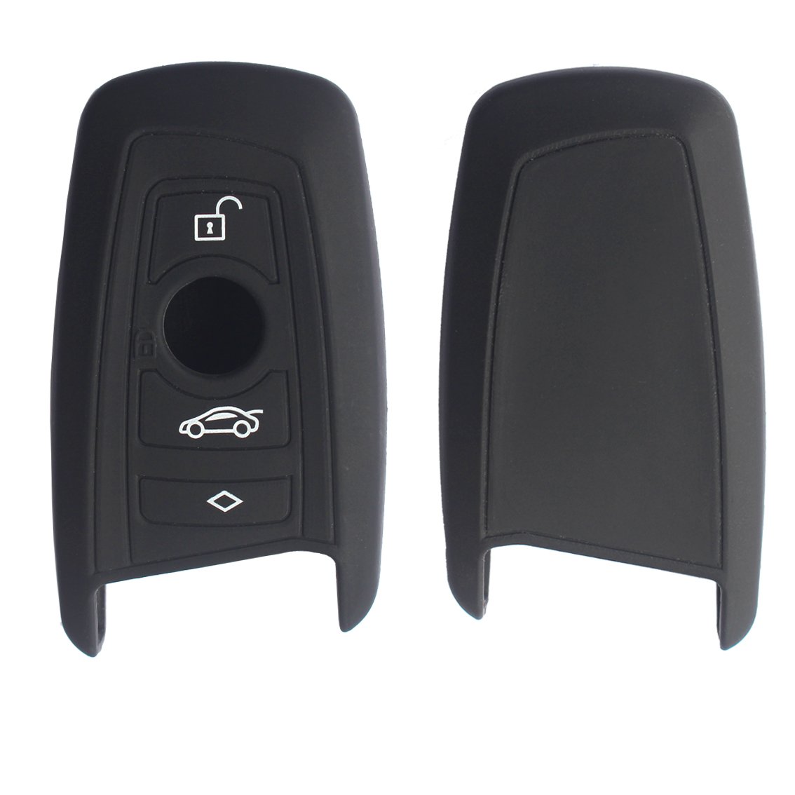 Velsman Compatible with BMW Trapezoid Style Key FOB Silicone Case Cover Protector Holder and Wrist Strap – 3 Buttons - Please Double Check Your Key Configuration and Shape (2-Pack Black)