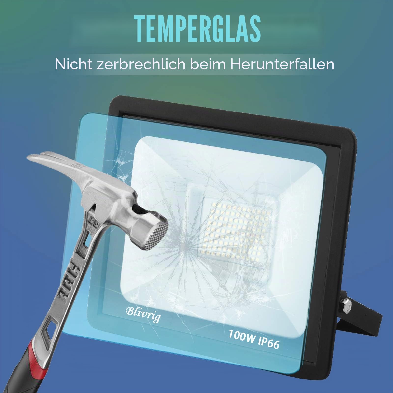 LED Strahler Außen 100W, LED Scheiwerfer 6000K Kaltweiß 10000LM | 120° Abstrahlwinkel, Superhell, Energieeffizient, IP66 Wasserdicht, Großer Beleuchtungsbereich für Außen Gärten Hof Garage