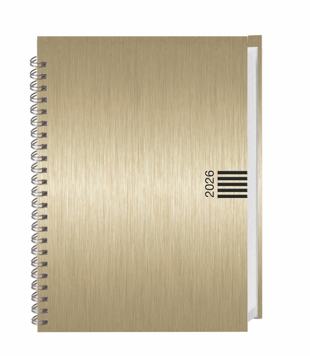 Wochen-Cheftimer A5, Alu gold 2026: Wochenkalender. Goldener Terminkalender in Aluoptik. Buch-Kalender mit Eckperforation und Spiralbindung. ... zum Planen von Terminen. (Bürokalender Heye)