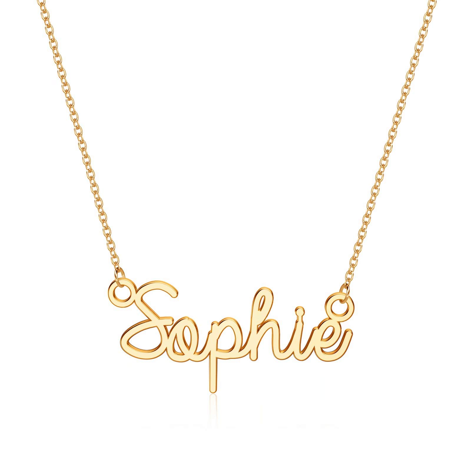 TurandossCustom Name Necklace Personalized, 14K Gold Plated Name Pendant Necklace Dainty Name Necklace Personalized Jewelry Gifts for Women