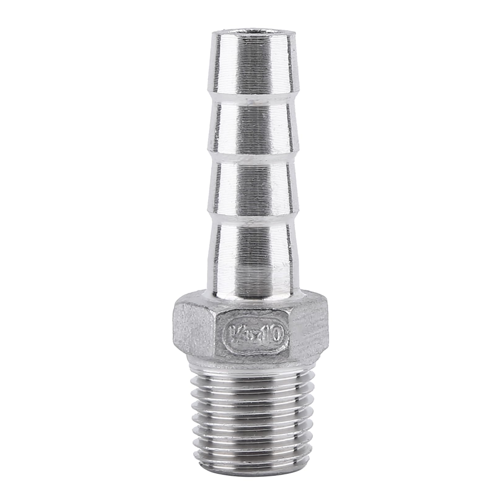 Yyntlort Men's #-06 Stainless Steel Ss304 Thread Pipe Fitting Hose Tail Connector Bsp Quick Joint Plumbing Engineering (1/4''*10Mm)