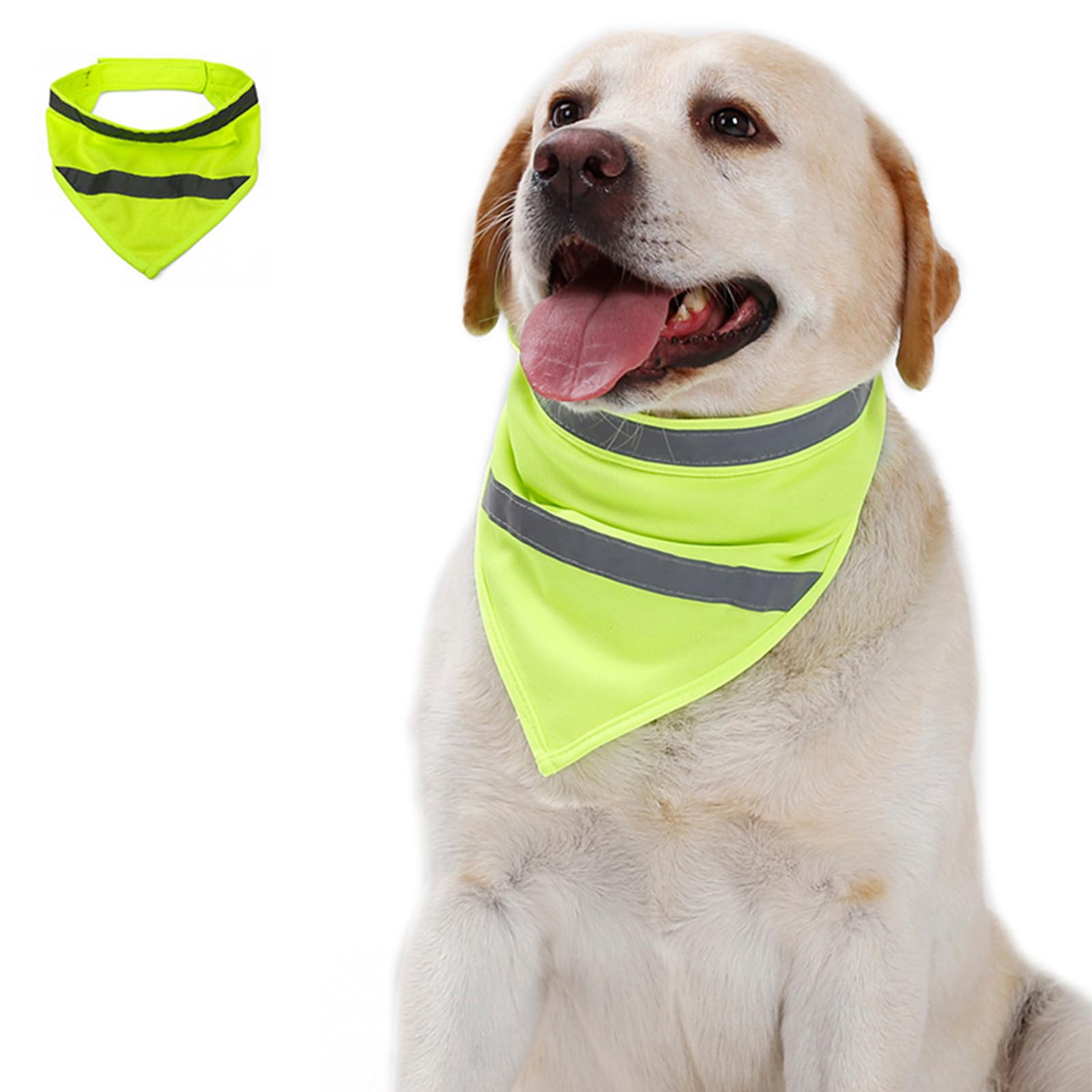 MeiAOBest Dog Safety Triangle Scarf,Dog Reflective Triangle Bandana Night Walking High Visibility Pet Luminous Bibs_M(Green)