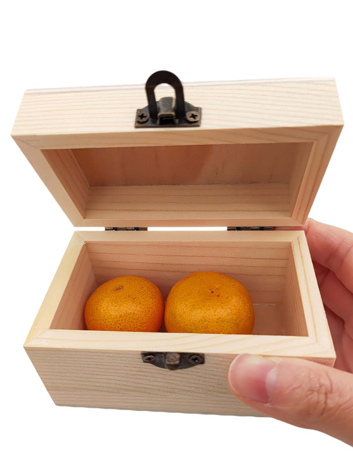 Anktily 4 Pack Unfinished Wooden Box,10 x 6 x 6 cm Rustic Small Wood Box with Locking Clasp DIY Craft Storage Organizer Box for Home Table Decoration - Image 4