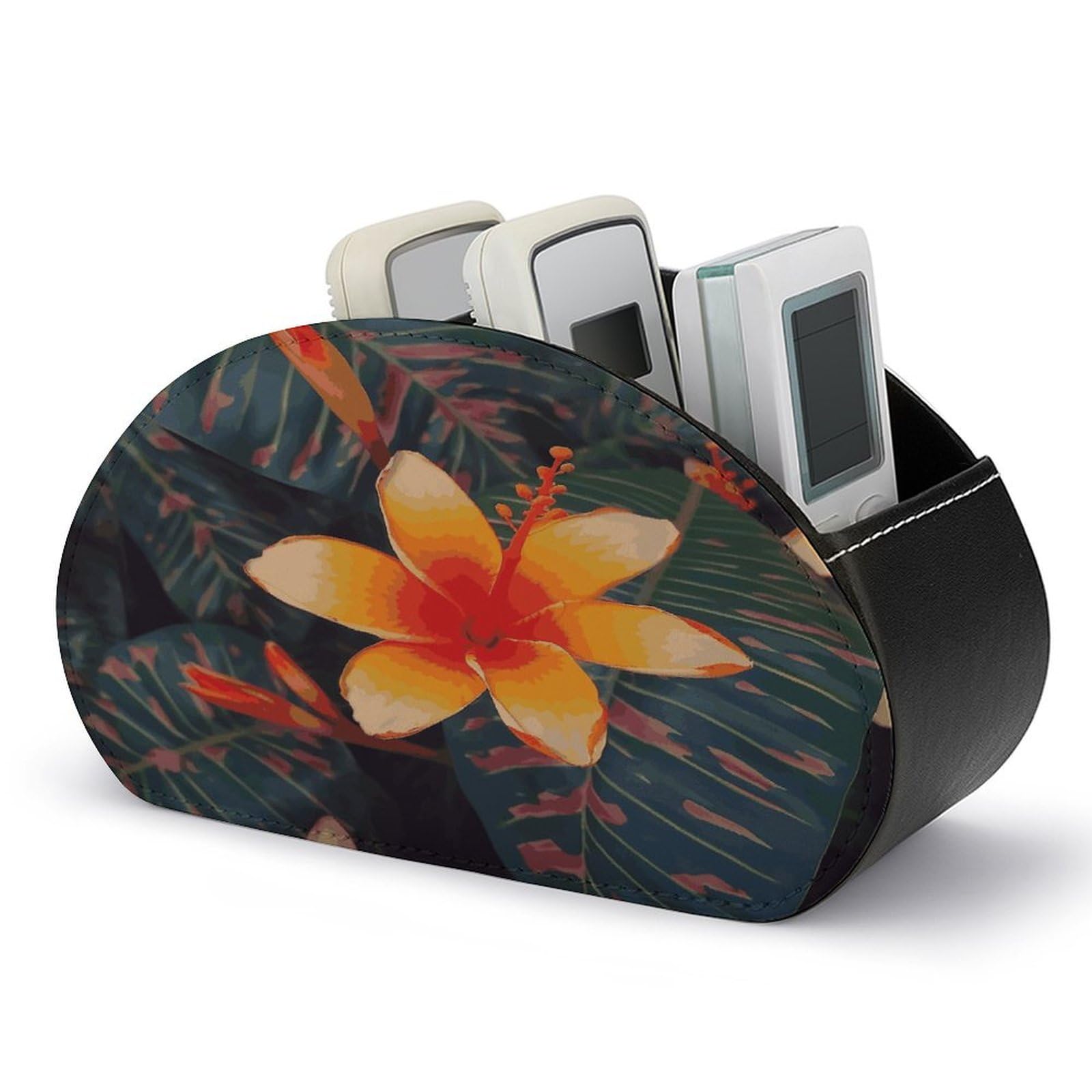 Btcowzrv Style Hawaii Tropical Flower Remote Control Holder With 5 Compartments