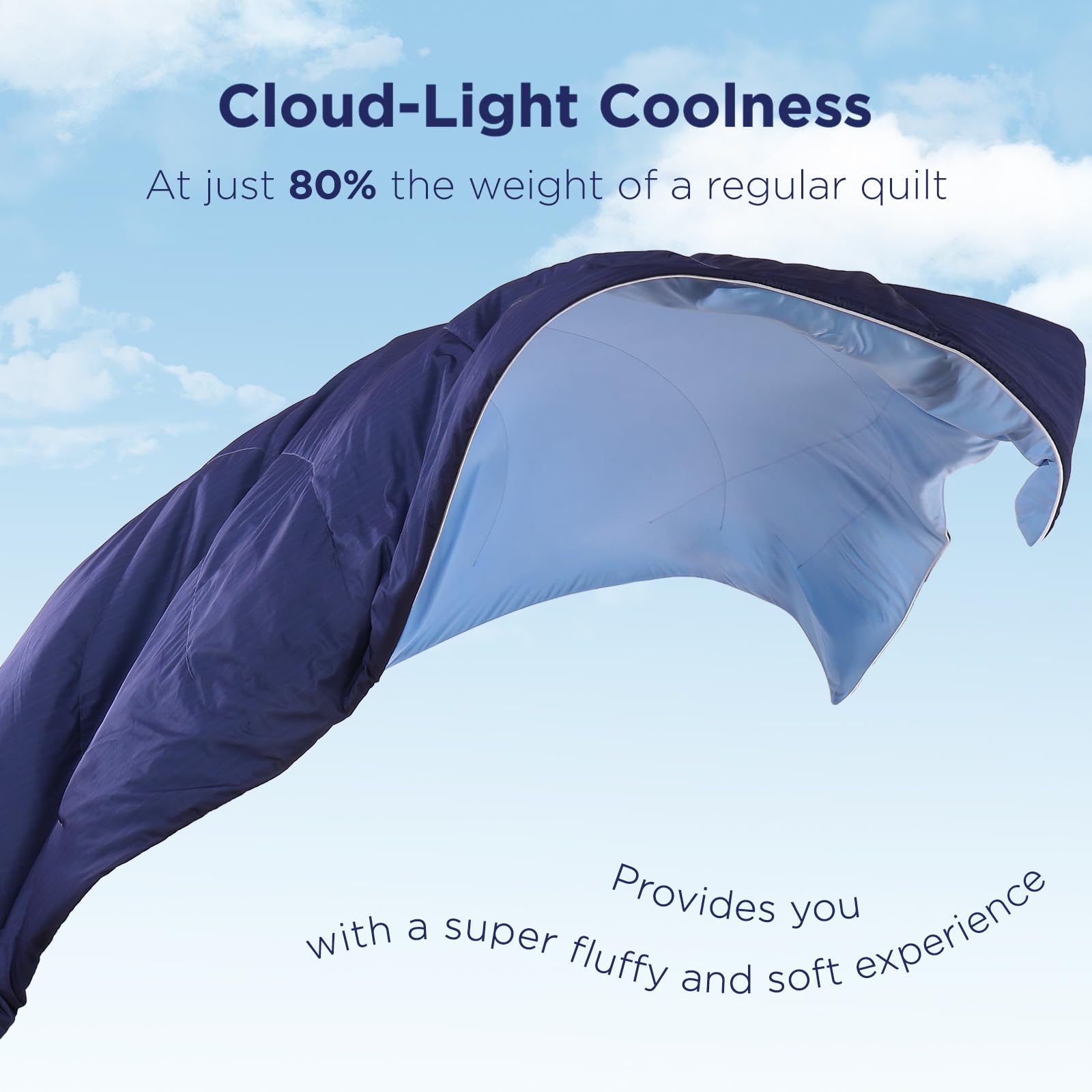 Luxear Koc chłodzący na lato, oddychający koc z Arc-Chill Q-MAX 0,5, lekki koc chłodzący na gorące noce – 200 x 220 cm, niebieski