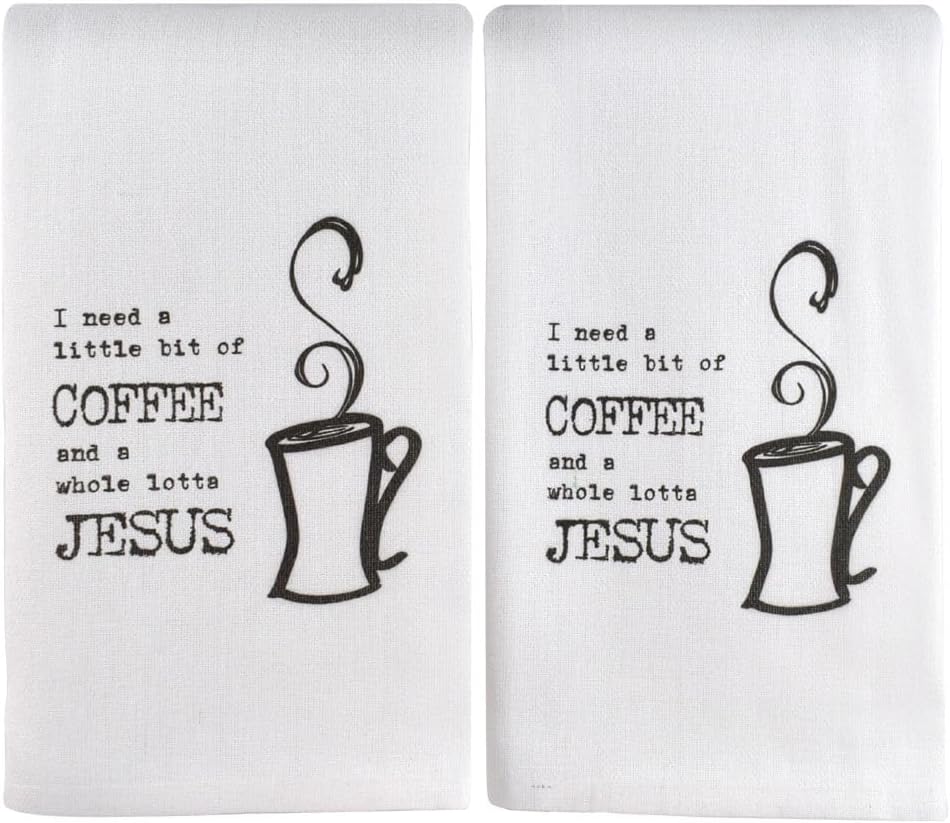I Need a Little Coffee and a Whole Lotta Jesus 24" Kitchen Cotton Towels, Set of 2