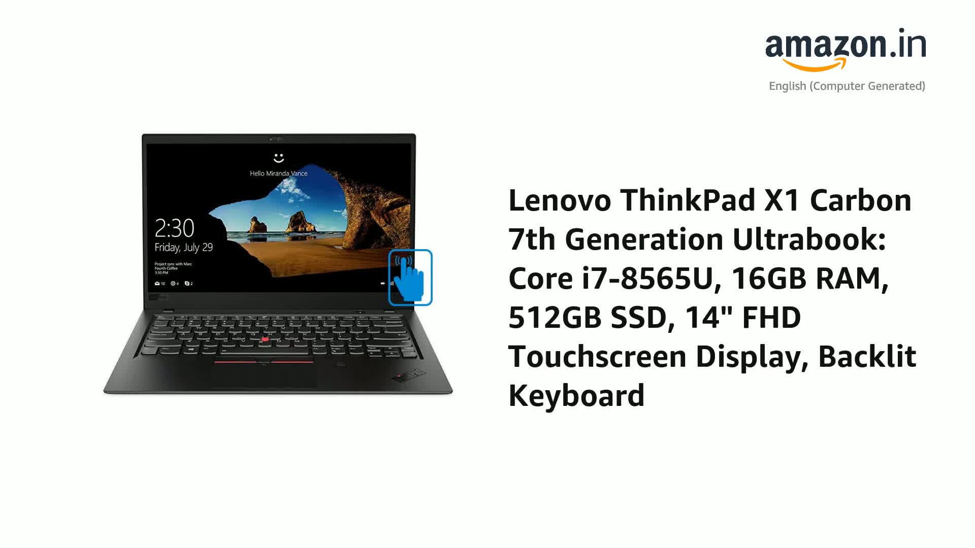 Lenovo ThinkPad X1 Carbon 7th Generation Ultrabook: Core i7-8565U Lenovo ThinkPad X1 Carbon 7th Generation Ultrabook: Core i7-8565U