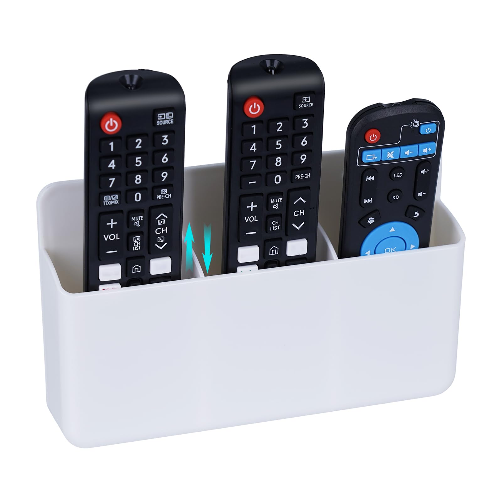 Shpucise 3 Slot Remote Control Holder Adjustable, Wall TV Remote Storage, Self Adhesive Marker Holder, Wall Pen Holder Organizer for Home Office School (White)