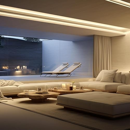 Miniatura 4 de iNextStation Tira de luces LED de color blanco cálido de 12 V de 16.4 pies, cuerda de luz de neón de silicona flexible, impermeable, cortable,