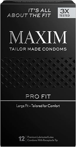 MAXIM Pro Fit - Preservativos lubricados de alta calidad, más grandes que el tamaño estándar, probado electrónicamente triple para mayor