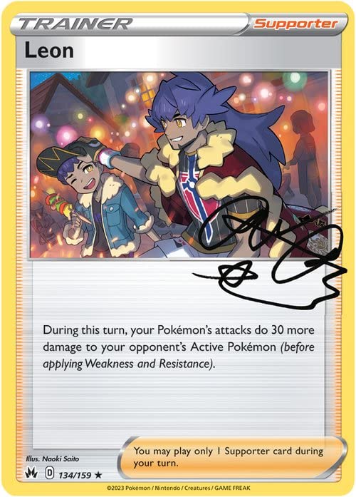 Leon 134/159 - Crown Zenith - Pokemon Trainer Autograph Card