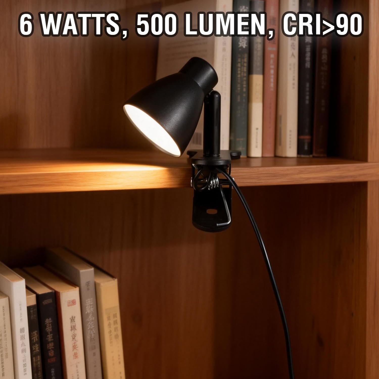 CRI 90+ Clip on Reading Lamp, Clip on Light for Bed headboard/Desk/Bunk/Table/Shelf, Bedside Reading Light with 3 Color Temperature Options, 10 Dimmable Brightness Levels (6W/2Packs)