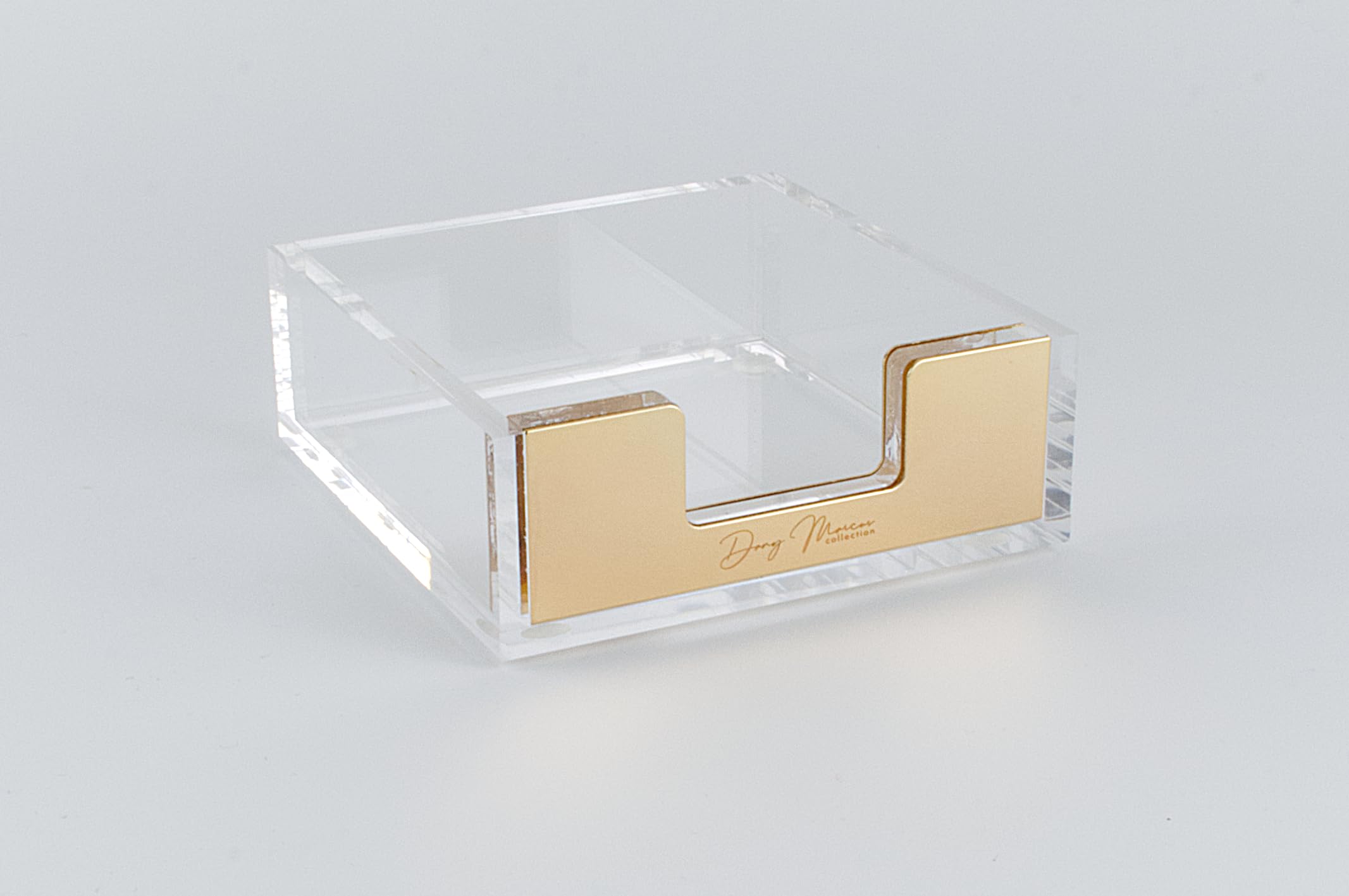 Dany Marcus Elegant Acrylic Glass Memo Box with Gold Accent Memo Holder - Image 4