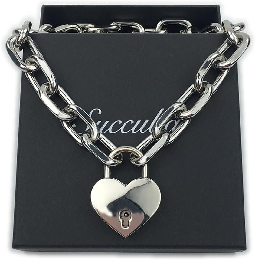 Succuba Padlock Necklace Chain Collar Choker with Two Keys and Box for Women, Men and Pet - Image 7