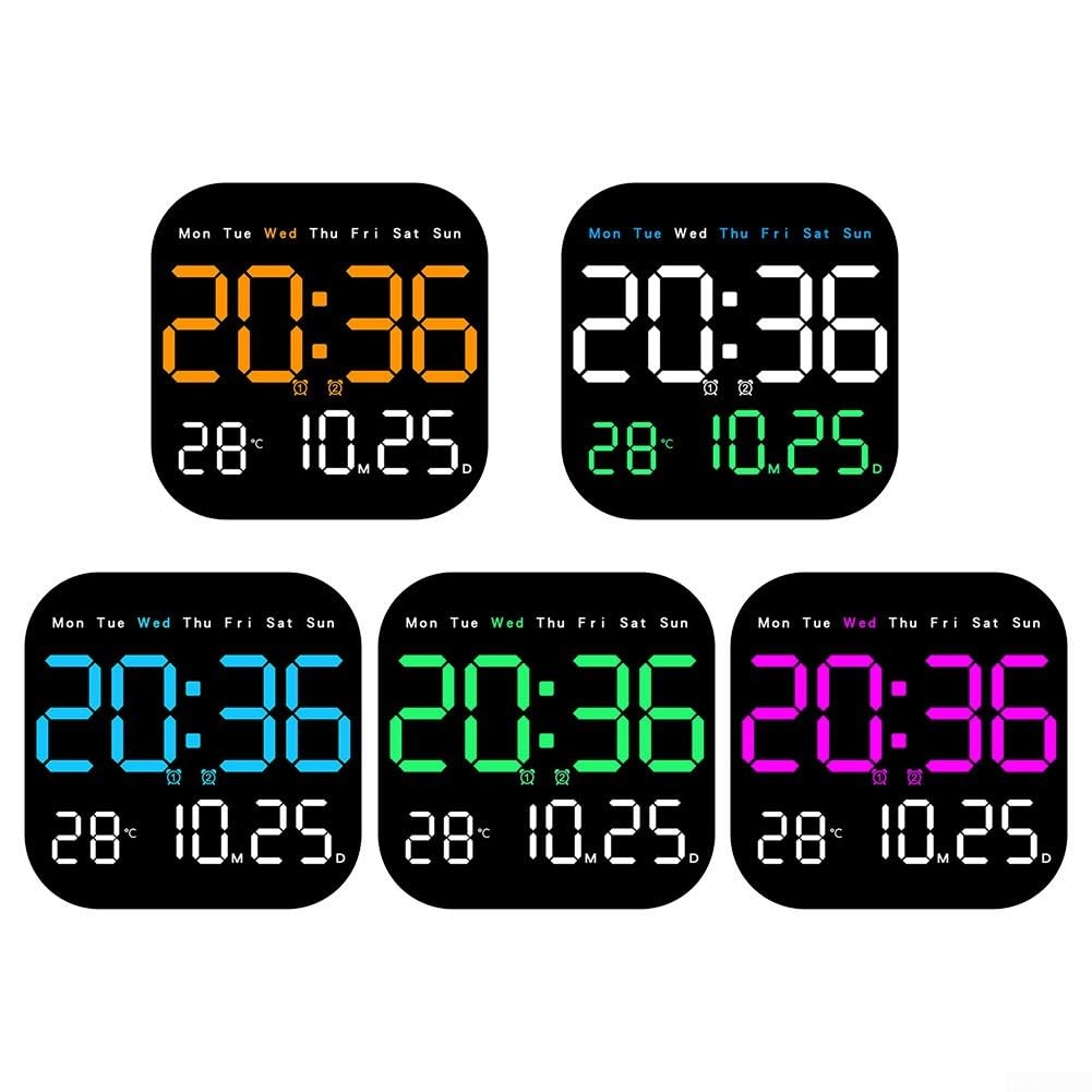 Horloge murale numérique écran LED télécommande alarme température date luminosité réglable