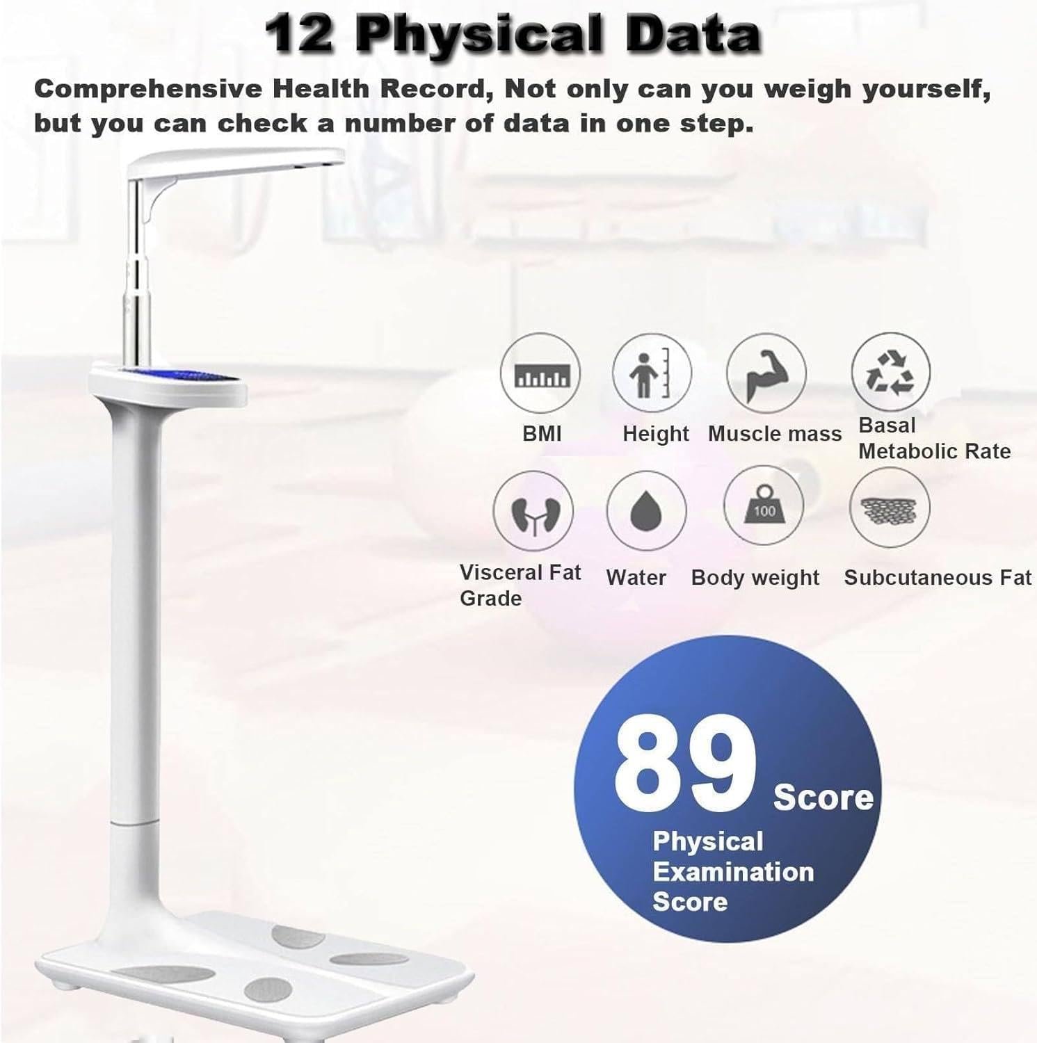 Balance médicale professionnelle, capacité 200 kg, analyseur de taille et de masse grasse, pèse-personne numérique avec écran LCD, pour la maison, la salle de sport, les examens médicaux scolaires.