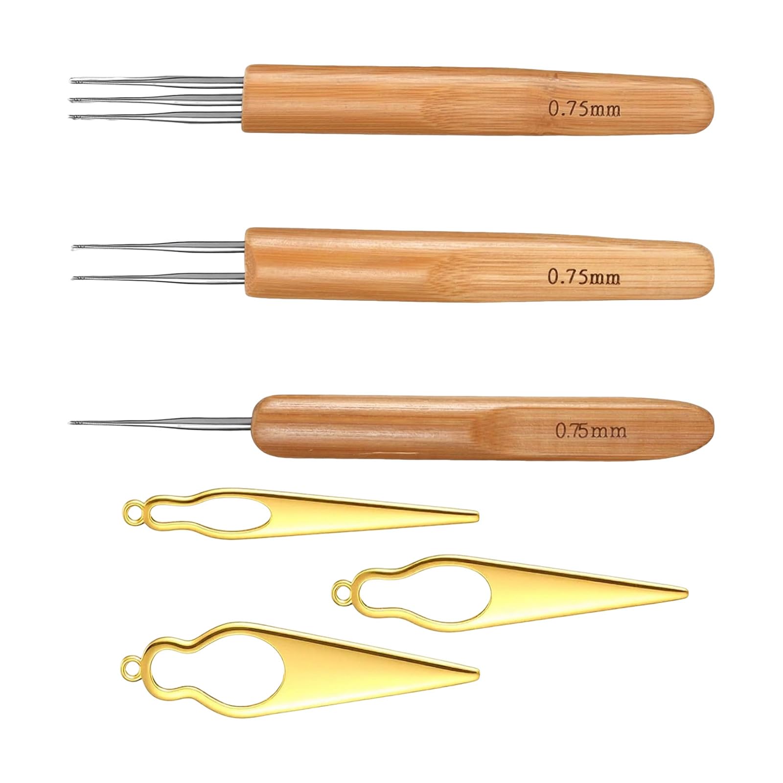 Msioytog Hooks for 0.75mm Loc Care Set, 6 Piece Hair Threading Tools with Single Double Triple Hooks and Pulling Tools for Routine Upkeep