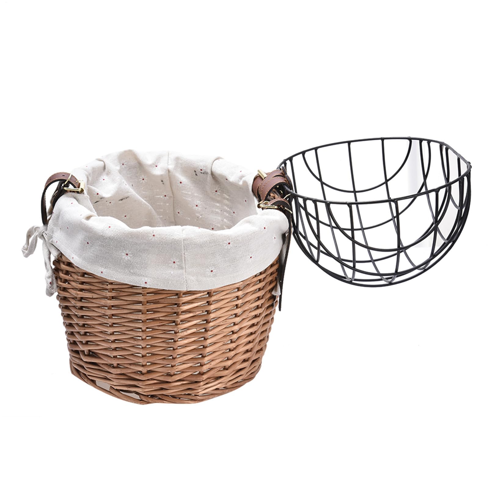 Willow kosz rowerowy, siatka druciana, wiklinowy kosz rowerowy dla małych | psów, kotów, zdejmowany bagażnik dla zwierząt domowych, przód dla , szczeniaka i kotów