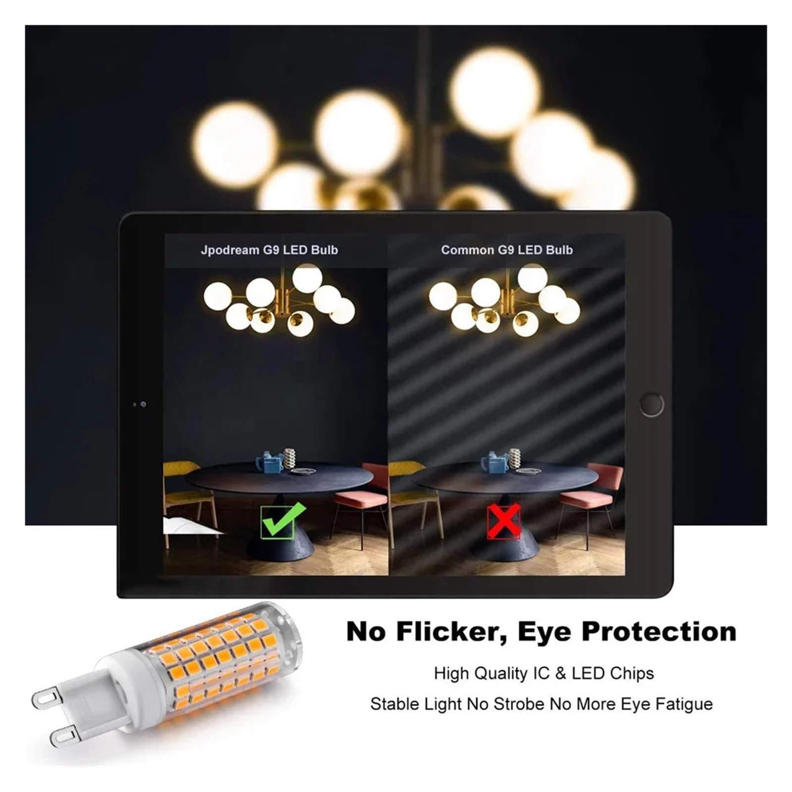 10 Uds. Bombilla LED de maíz G9 superbrillante 110V 220V 6W 690lm cerámica sin luz LED Filcker(Cold White,No,220V-240V)