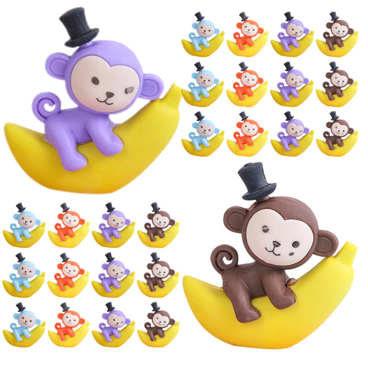 Set da 48 Gomme da Cancellare Scimmia e Banana in Tpr per Uso Scolastico, Accessori Creativi e Divertenti per Studenti come Regalo o Premio Colore Casuale
