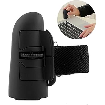Mini Bluetooth Wireless Finger Ring Mouse EIGIIS Ergonomic Handheld Optical Travel Mice Smart Save Power (Black Bluetooth Wireless)