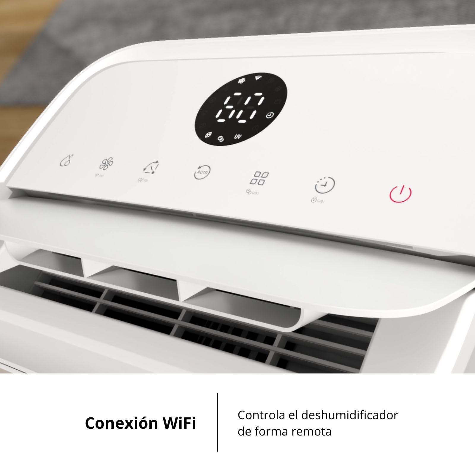 Osuszacz powietrza Corberó | CDWG13 | Pojemność 13 l/dzień | Zbiornik 2,3 l | Wifi | jonizator | Antybakteryjny filtr wstępny | Ciągły drenaż | automatyczne wyłączanie | biały