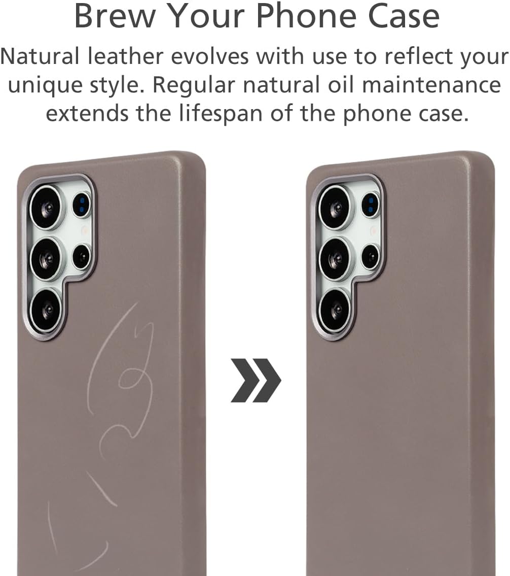 alto Magnetic Leather Case Compatible with Samsung Galaxy S25 Ultra and MagSafe, CLOP Series Drop Protective Italian Leather Cover (S25 Ultra, Cement Gray, 6.9 inch, 2025)