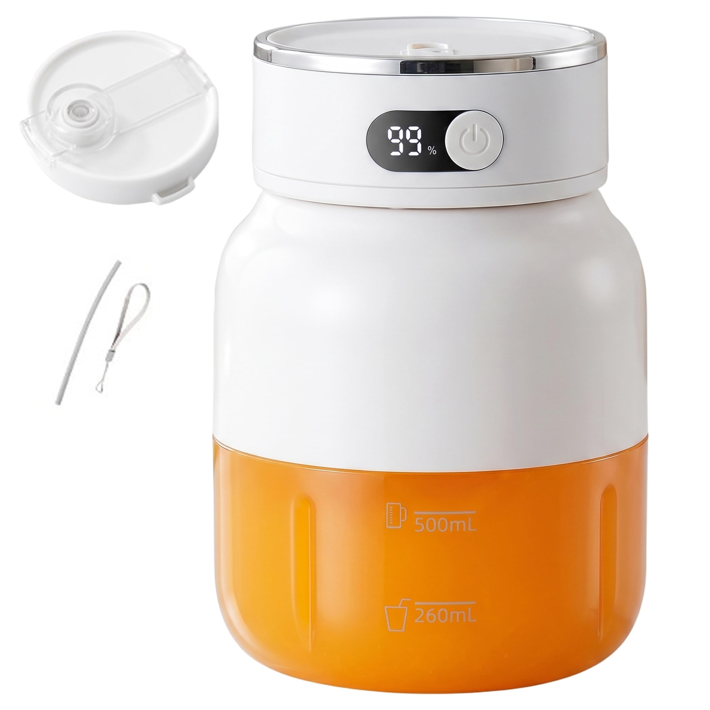 Goutdori Portable Juicer 800ml Personal Blender 38 Stainless Steel Blades Digital Display Portable Blender with Dual Lids
