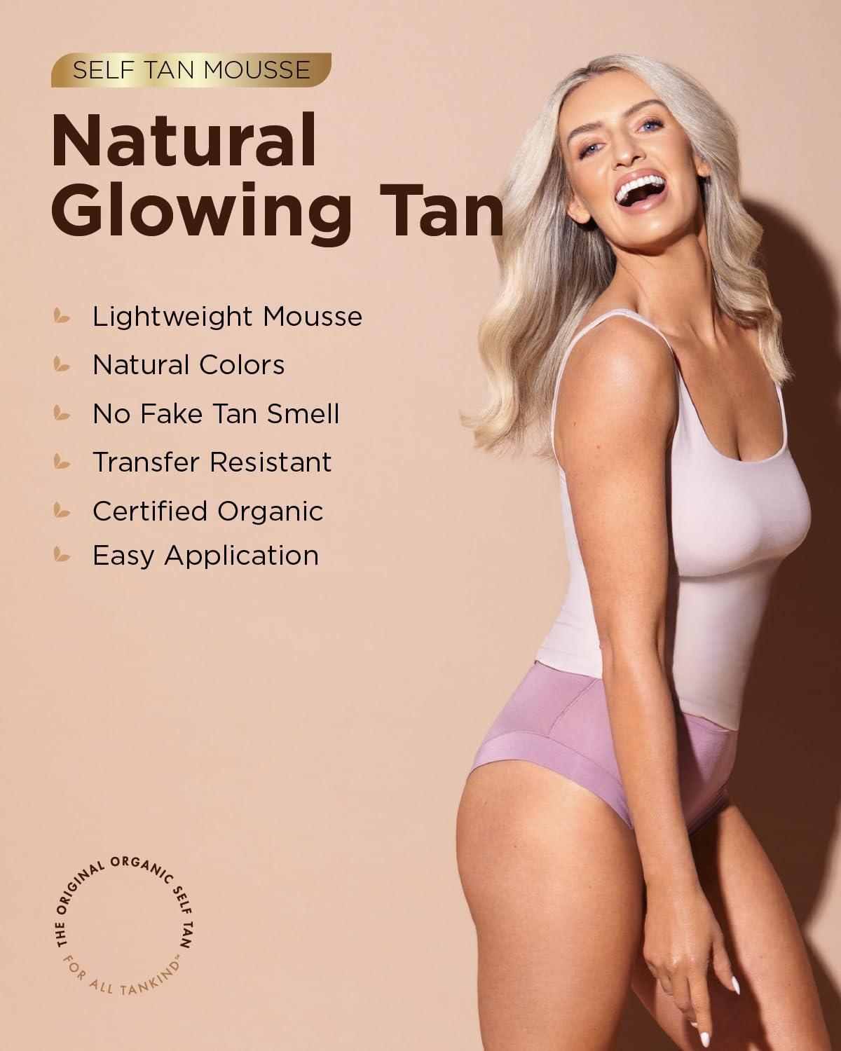 TanOrganic: Pianka samoopalająca, naturalne składniki, certyfikowane składniki organiczne, zatwierdzone przez dermatologów - 120ml