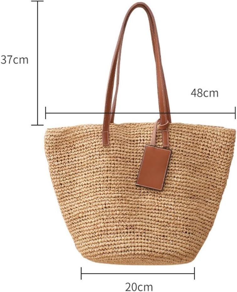 Straw Purse Simple Style Texture Hollow Straw Bag Women's Bag Raffia Trendy Woven Cowhide Handbag Straw Purses