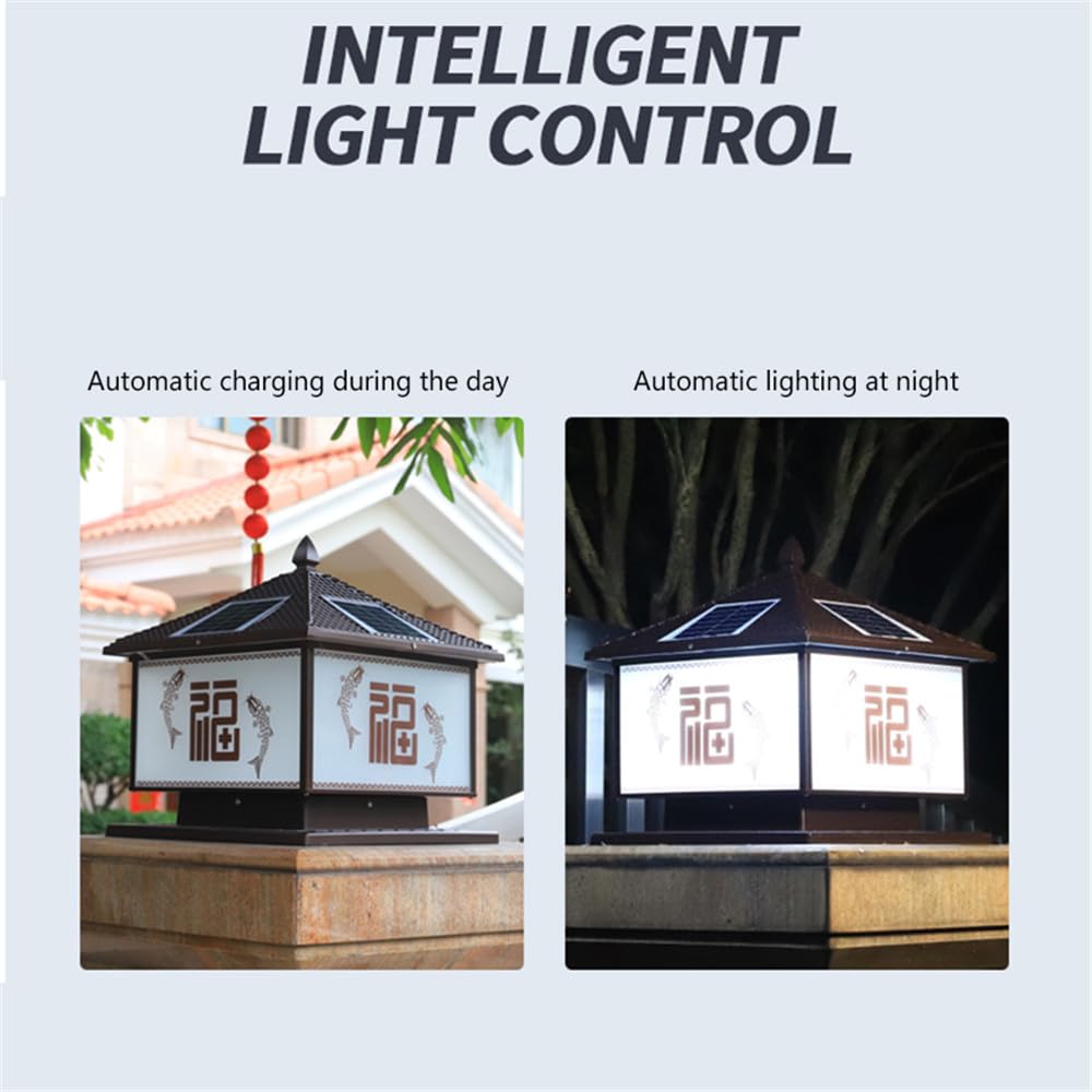 Esterno Solare Post Lampada Impermeabile per Moderno per la Casa Villa Giardino Cortile Portico che racchiude Parete Led Post Luci (M caffè D40CM 1pcs)