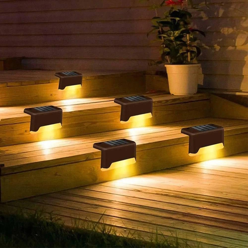 STACIA Solar Powered LED Deck Lights Pack of 4, IP65 Waterproof Outdoor Step Fence Wall Lights, Warm White Wide Angle Garden Patio Pathway Landscape Lighting, Rechargeable ABS-image-9