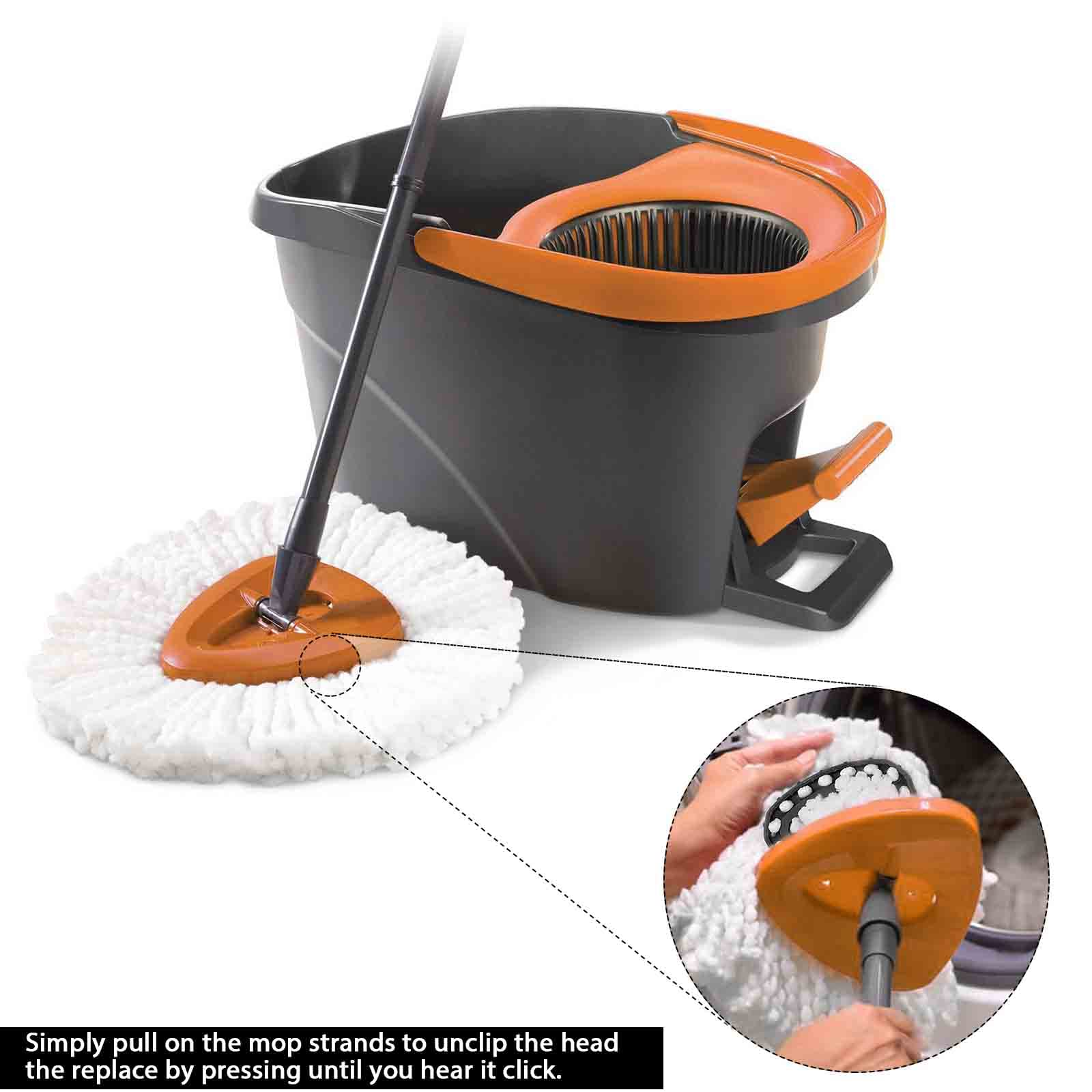 8 cabezales de repuesto para mopa giratoria, cabezal de repuesto de 360 °, 100% microfibra, cabezales de repuesto para mopa de limpieza fácil de piso, color blanco