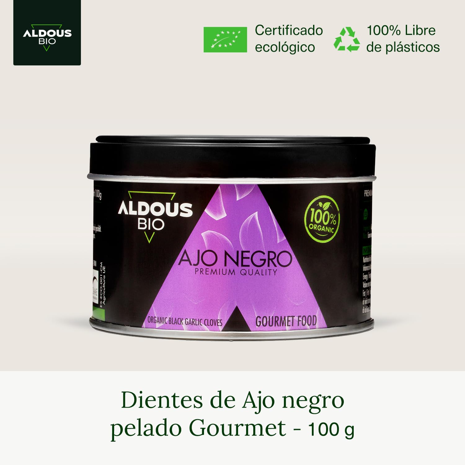 Ajo Negro Ecológico Español Dientes Pelados Gourmet Libre de Plástico