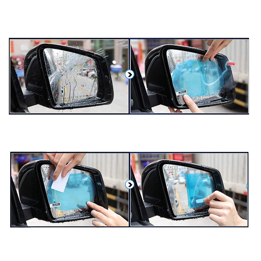 YANGWEN Film De Rétroviseur De Voiture 2 Pcs Film Anti-buée étanche Autocollant Protecteur Anti-buée Pour Voir Le Rétroviseur Extérieur Clairement Les Jours De Pluie Pour Les Voitures Camions Motos