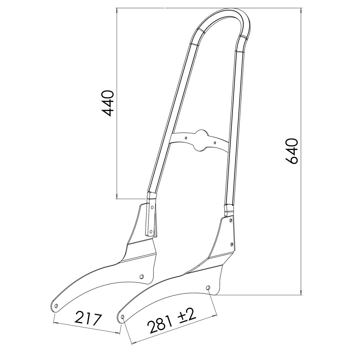 Sissy Bar Respaldo Casual XL Compatible para Indian Scout/Sixty 15-23 Negro