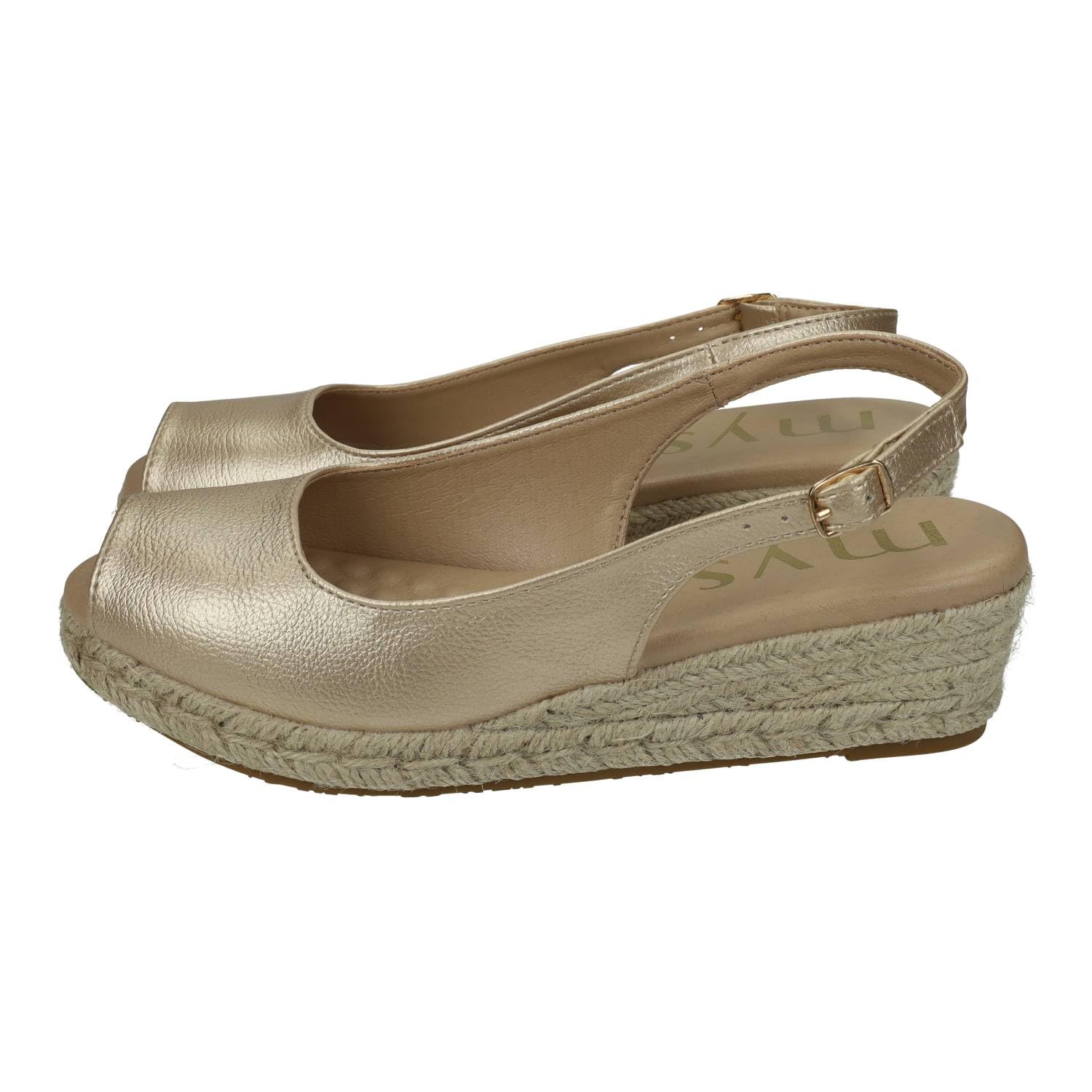 mysoft 25M100 damskie espadryle na koturnie platforma jutowa z otwartym palcem i regulowaną klamrą wygodne i eleganckie espadryle dla kobiet