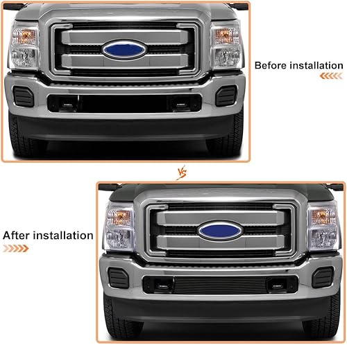 Miniatura 6 de Parachoques delantero negro para Ford F-250F-350F-450F-550 SD Billet Grill Insert para 11 12 13 14 15 15 2012 2013 2014 2015 f250f350f450f450 F5500